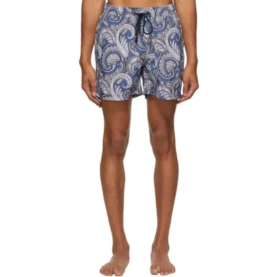 Etro Paisley-print Swim Shorts In 200 Navy