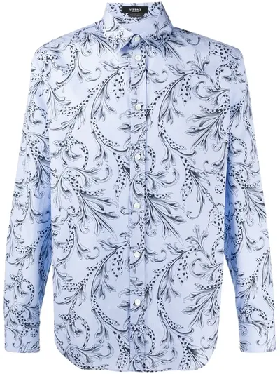 Versace Barocco Print Shirt In Blue