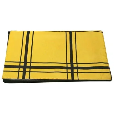 Pre-owned Dries Van Noten Leather Clutch Bag In Yellow