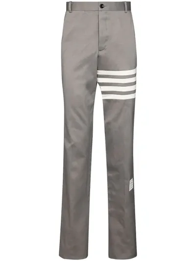 Thom Browne 4-bar Stripe Cotton Trousers In Grey