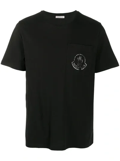 Moncler Logo Print T-shirt In Black