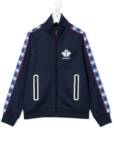 Dsquared2 Teen Logo Stripe Track Jacket In Blue