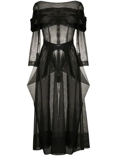 Simone Rocha Semi-sheer Mid-length Dress In Black