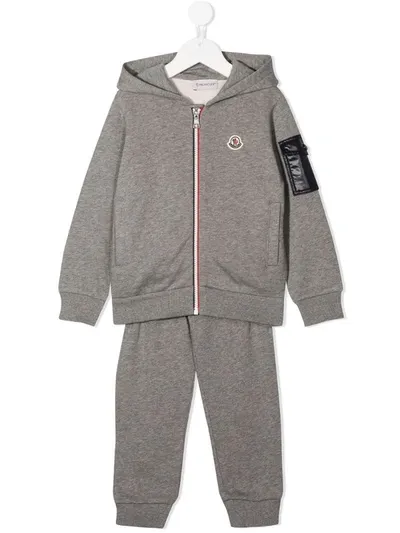 Moncler Kids' Side Flap Pocket Tracksuit In Grey