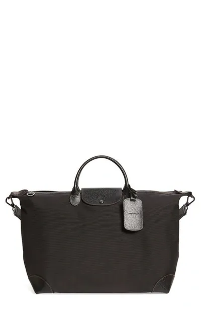 Longchamp Boxford Canvas & Leather Travel Bag In Black