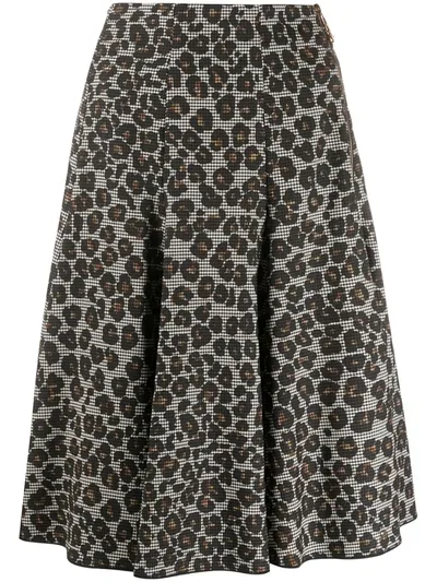 Versace Pleated Leopard-print Skirt In Black