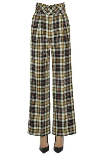 Kaos Checked Print Trousers In Multicoloured