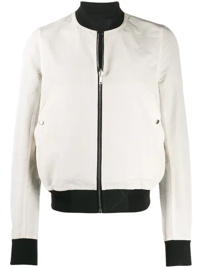 Rick Owens Reversible Satin Bomber Jacket In Neutrals