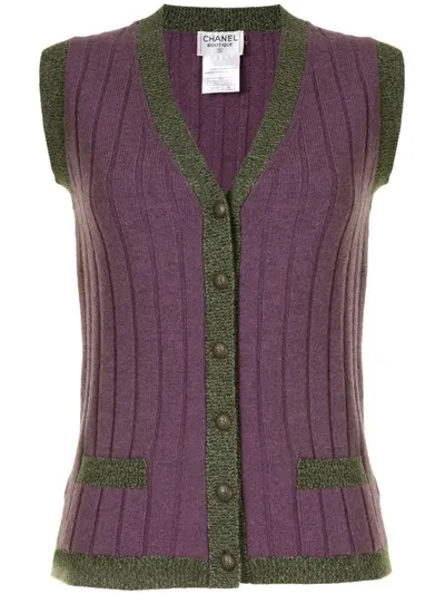 Pre-owned Chanel 1997 Knitted Vest In Purple