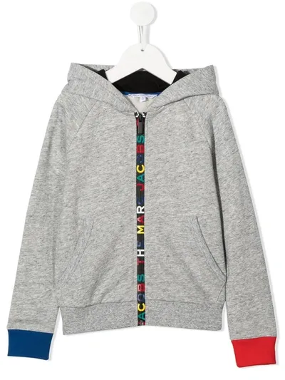 Little Marc Jacobs Kids' Rainbow Logo Hooded Sweatshirt In Grey