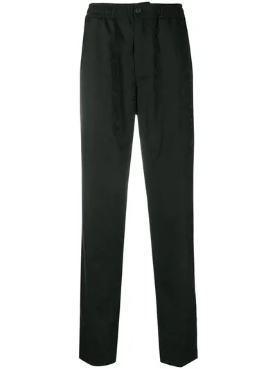 Versace Barocco-jacquard Straight-leg Trousers In Black