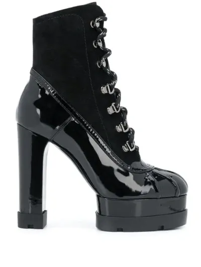 Casadei Lace-up 130mm Ankle Boots In Black