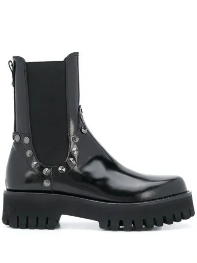 Casadei Stud-embellished Platform Boots In Black