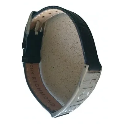 Pre-owned John Richmond Leather Bracelet In Black