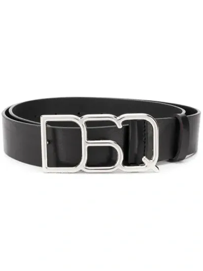 Dsquared2 Kids' Logo-plaque Leather Belt In Black