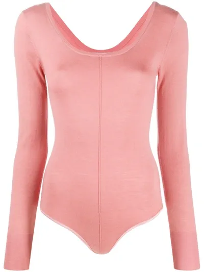 Forte Forte Long-sleeve Fitted Bodysuit In Pink