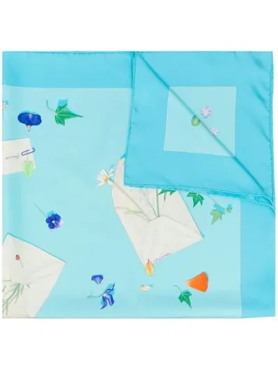 Pre-owned Hermes 2000s  Des Fleurs Pour Le Dire Scarf In Blue