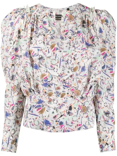 Isabel Marant Zarga Pleated Printed Silk-blend Crepe De Chine Blouse In Pink