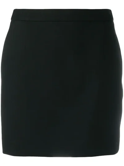 Saint Laurent Fitted Wool Mini Skirt In Nero