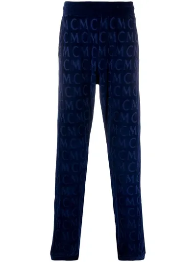 Mcm Monogram Track Pants In Blue