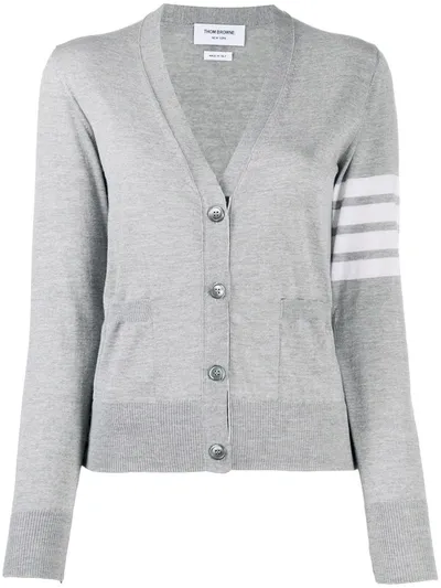 Thom Browne 4-bar Merino Wool Cardigan In Grey