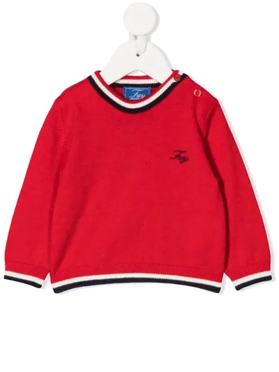 Fay Babies' Embroidered Logo Jumper In Red