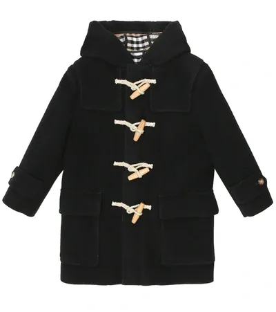 Burberry Kids' Hooded Wool Felt Duffle Coat In Black