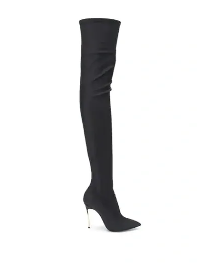 Casadei Neoprene Stiletto Boots In Black