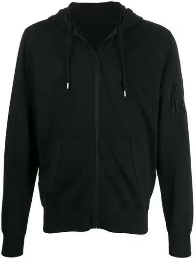 C.p. Company Zip-sleeve Hoodie In Black