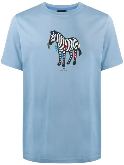 Ps By Paul Smith Zebra-print T-shirt In Blue