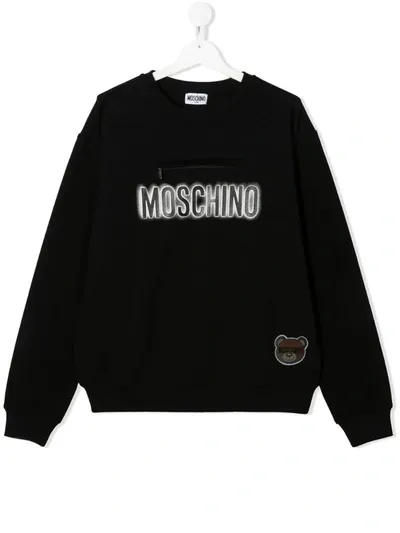 Moschino Teen Logo Print Sweatshirt In Black