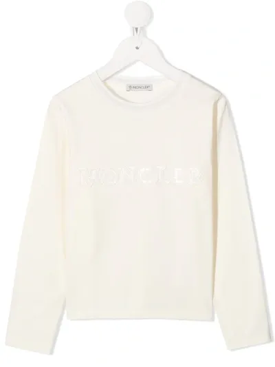 Moncler Kids' Logo-embroidered Sweatshirt In White