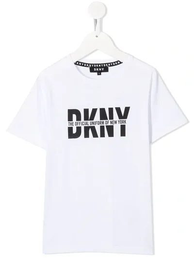 Dkny Teen Logo-print Cotton T-shirt In White