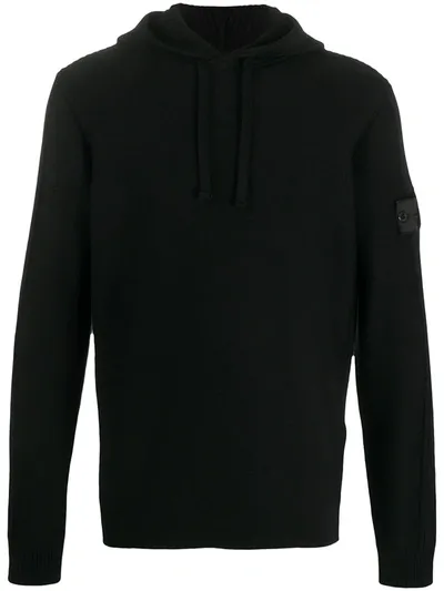 Stone Island Shadow Project Hooded Ribbed Sweater Fw20 In Black