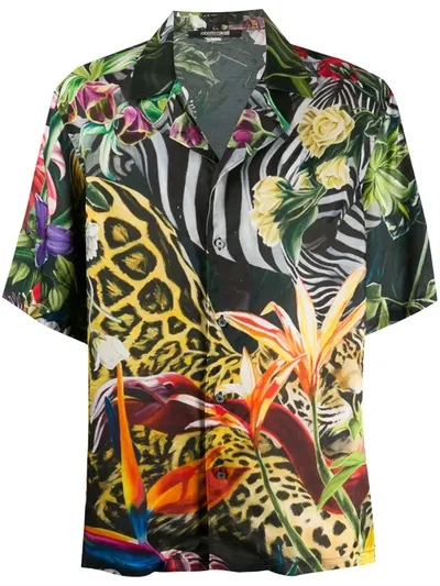 Roberto Cavalli Tropical Jungle Print Shirt In Green