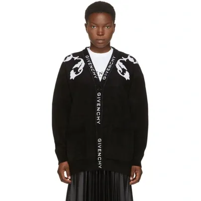 Givenchy Intarsia Knitted Cardigan In Black