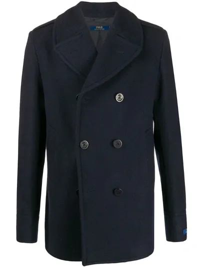 Ralph Lauren Double Breasted Coat In Blue