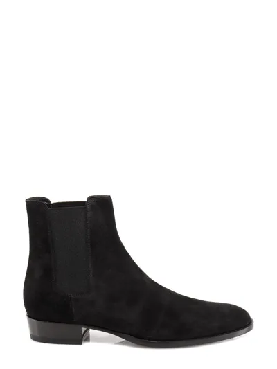 Saint Laurent Wyatt Ankle Boots In Black