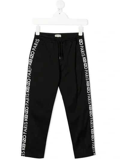 Kenzo Kids' Logoed Side Stripes Track-pants In Black