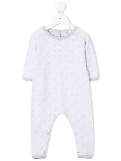 Givenchy Babies' All Over Logo Print Romper In Blue