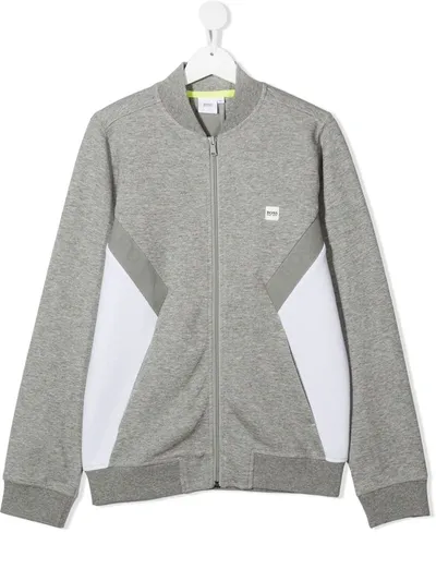 Hugo Boss Kids' Long-sleeve Bomber Jacket In Grey