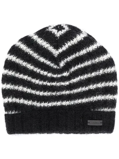 Saint Laurent Striped Mohair-blend Hat In Black