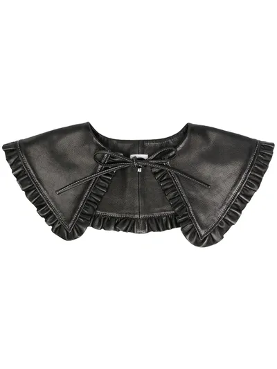 Ganni Ruffled Tied Collar In Black