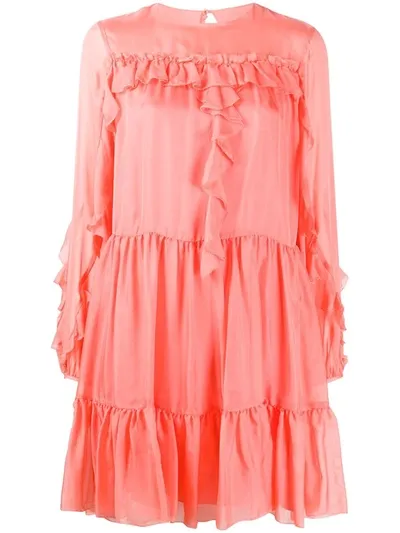 Temperley London Lovebird Tiered Silk Dress In Pink