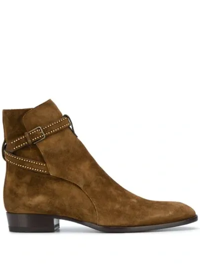 Saint Laurent Wyatt Boots In Brown