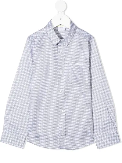 Hugo Boss Kids' Micro Motif Shirt In White