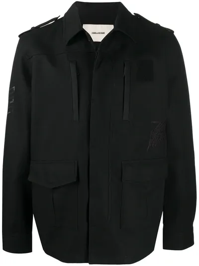 Zadig & Voltaire Logo Embroidered Coat In Black