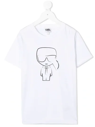 Karl Lagerfeld Kids' Karl Print Cotton Jersey T-shirt In White