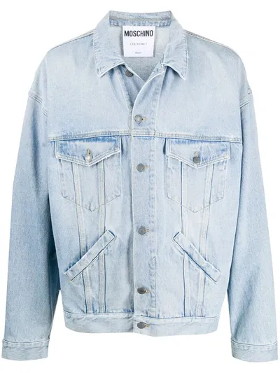 Moschino Denim Jacket Salopette Detail In Blue