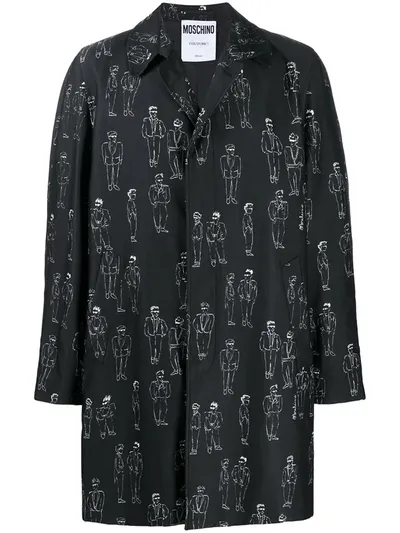 Moschino Person Print Shirt Jacket In Black